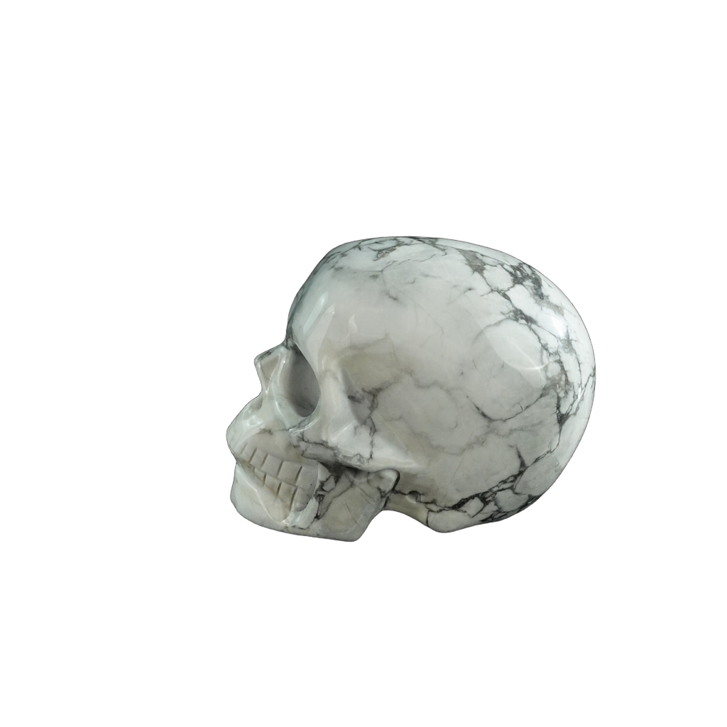 3.0" Howlite Crystal Skull Carving - Hand Carved Decor