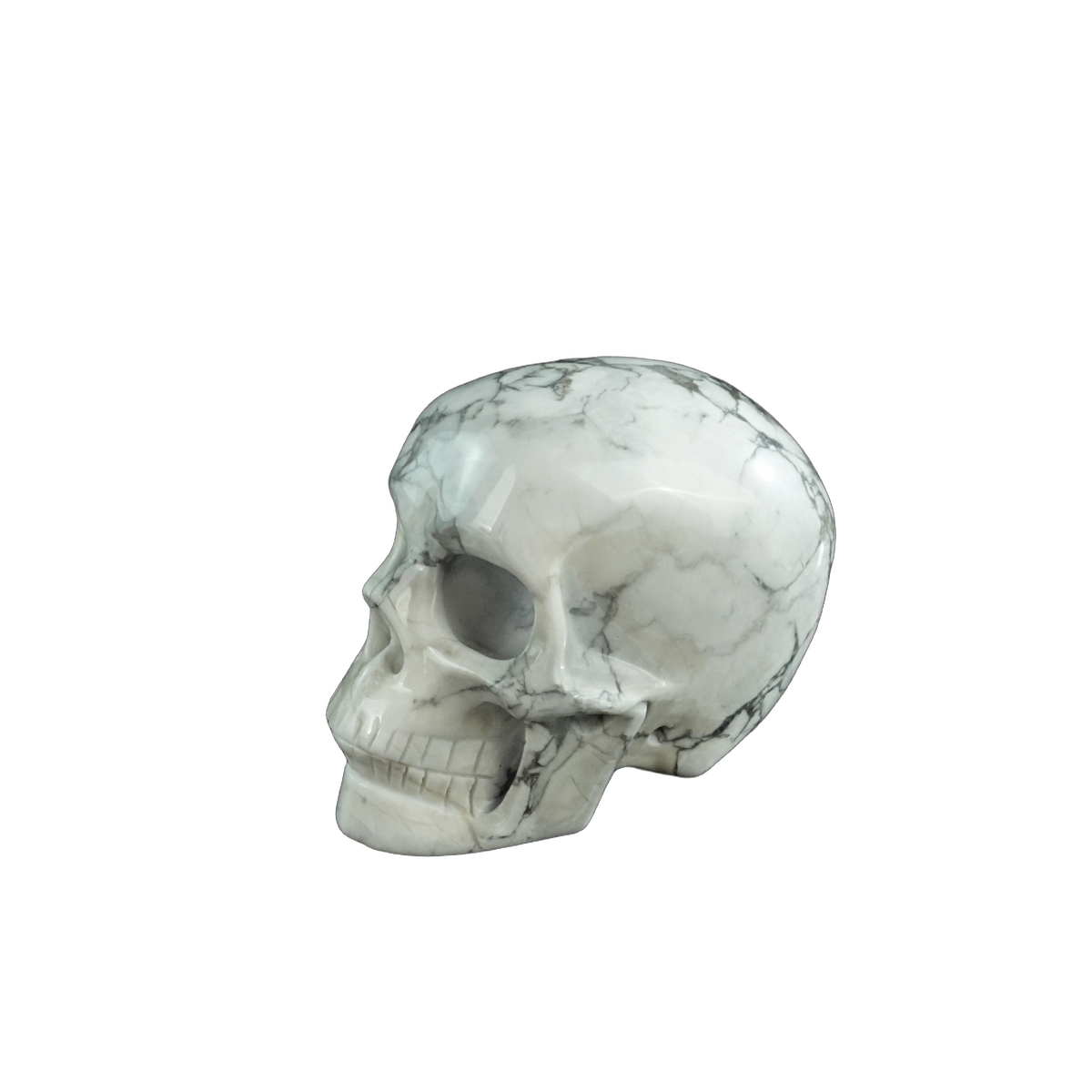 3.0" Howlite Crystal Skull Carving - Hand Carved Decor
