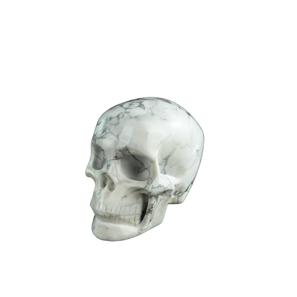 3.0" Howlite Crystal Skull Carving - Hand Carved Decor