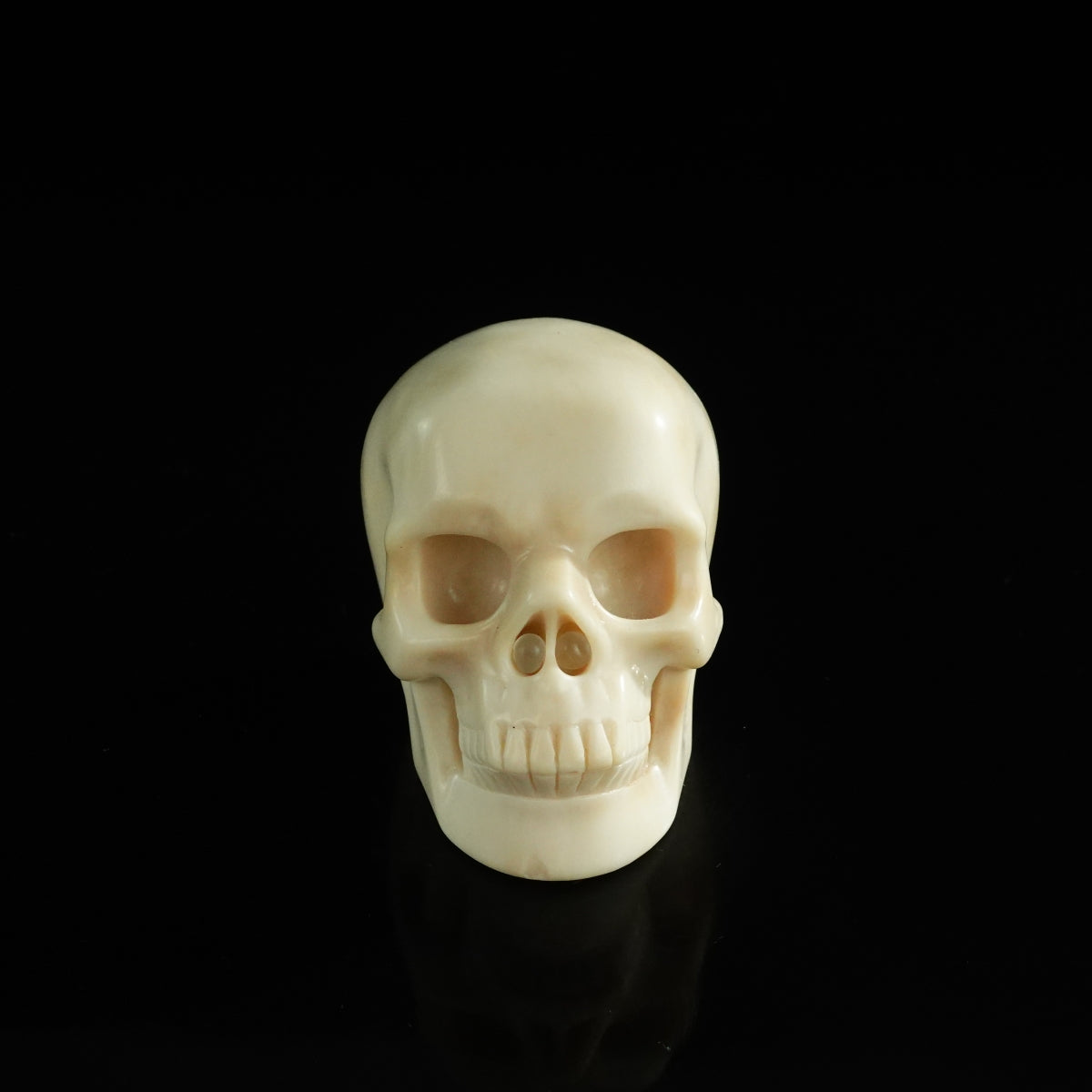 3.0" Ivory Jade Crystal Skull Carving - Unique Piece #IJ01
