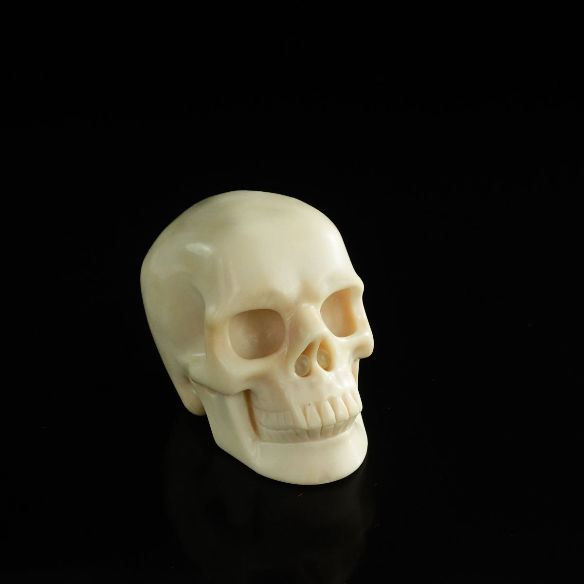 3.0" Ivory Jade Crystal Skull Carving - Unique Piece #IJ01