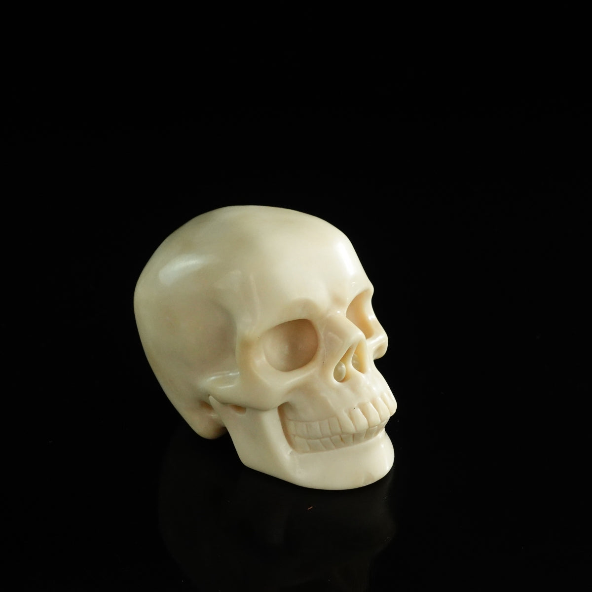 3.0" Ivory Jade Crystal Skull Carving - Unique Piece #IJ01