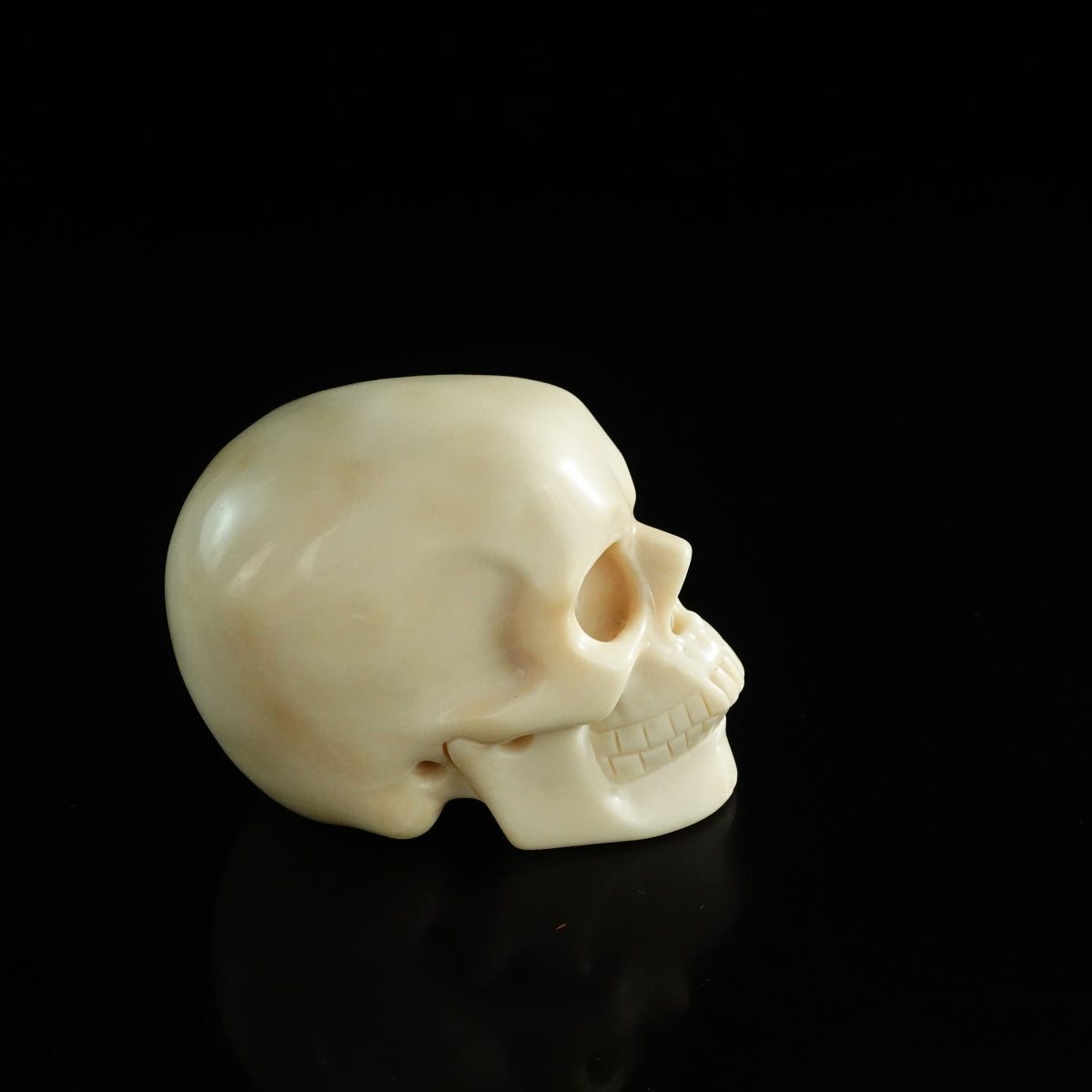 3.0" Ivory Jade Crystal Skull Carving - Unique Piece #IJ01