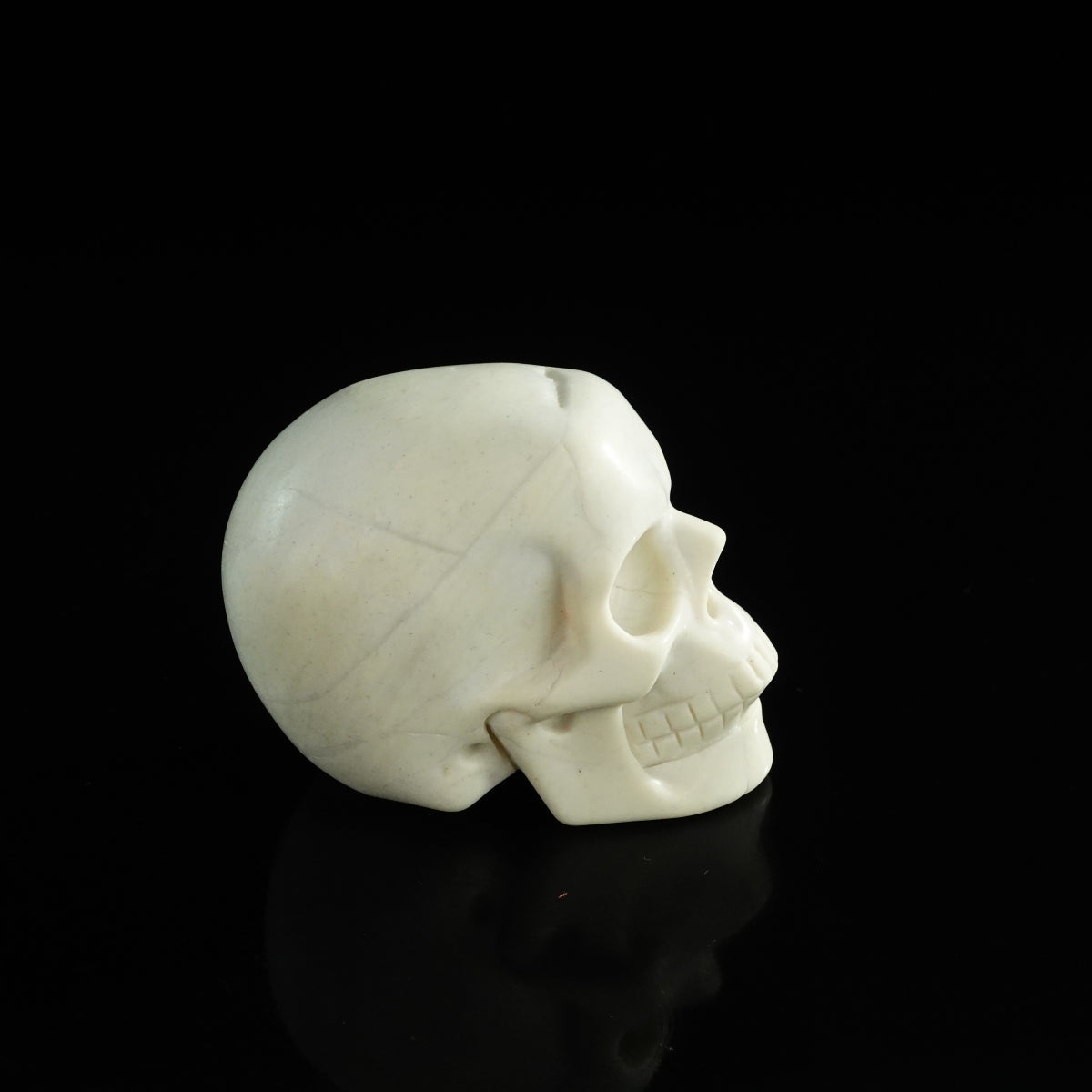 3.0" Ivory Jade Crystal Skull Carving - Unique Piece #IJ02