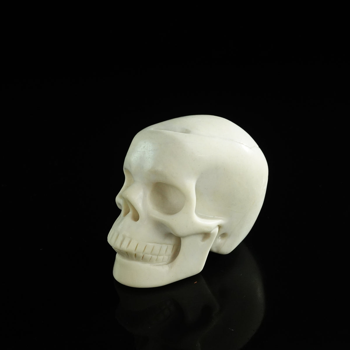 3.0" Ivory Jade Crystal Skull Carving - Unique Piece #IJ02