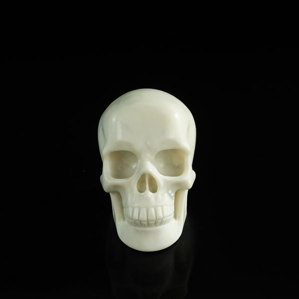 3.0" Ivory Jade Crystal Skull Carving - Unique Piece #IJ03