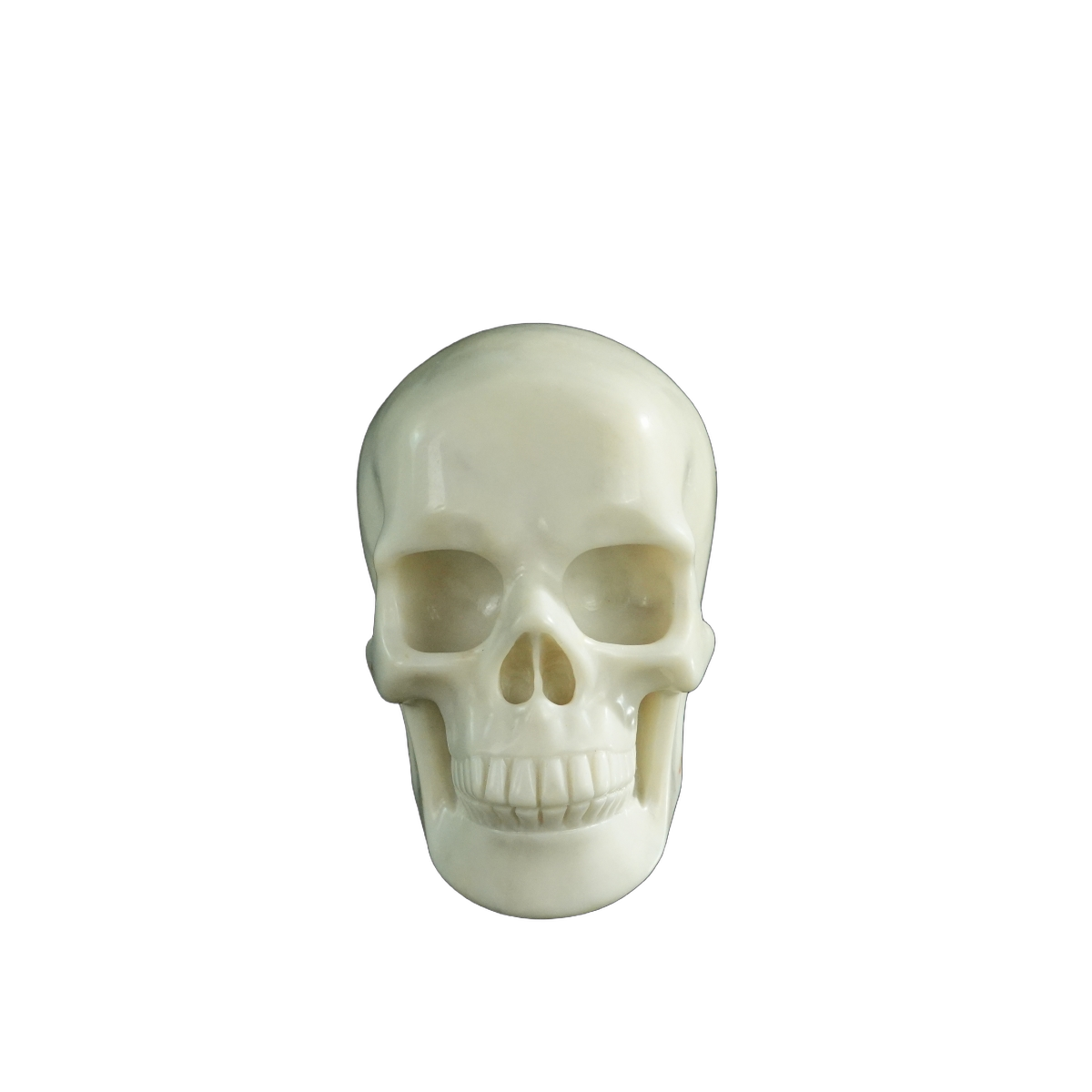 3.0" Ivory Jade Crystal Skull Carving - Hand Carved Decor