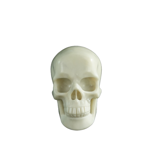 3.0" Ivory Jade Crystal Skull Carving - Hand Carved Decor