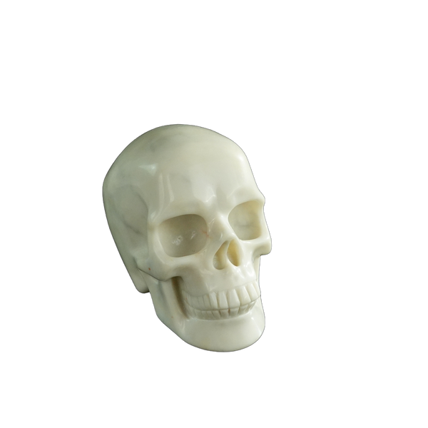 3.0" Ivory Jade Crystal Skull Carving - Hand Carved Decor - alternate view