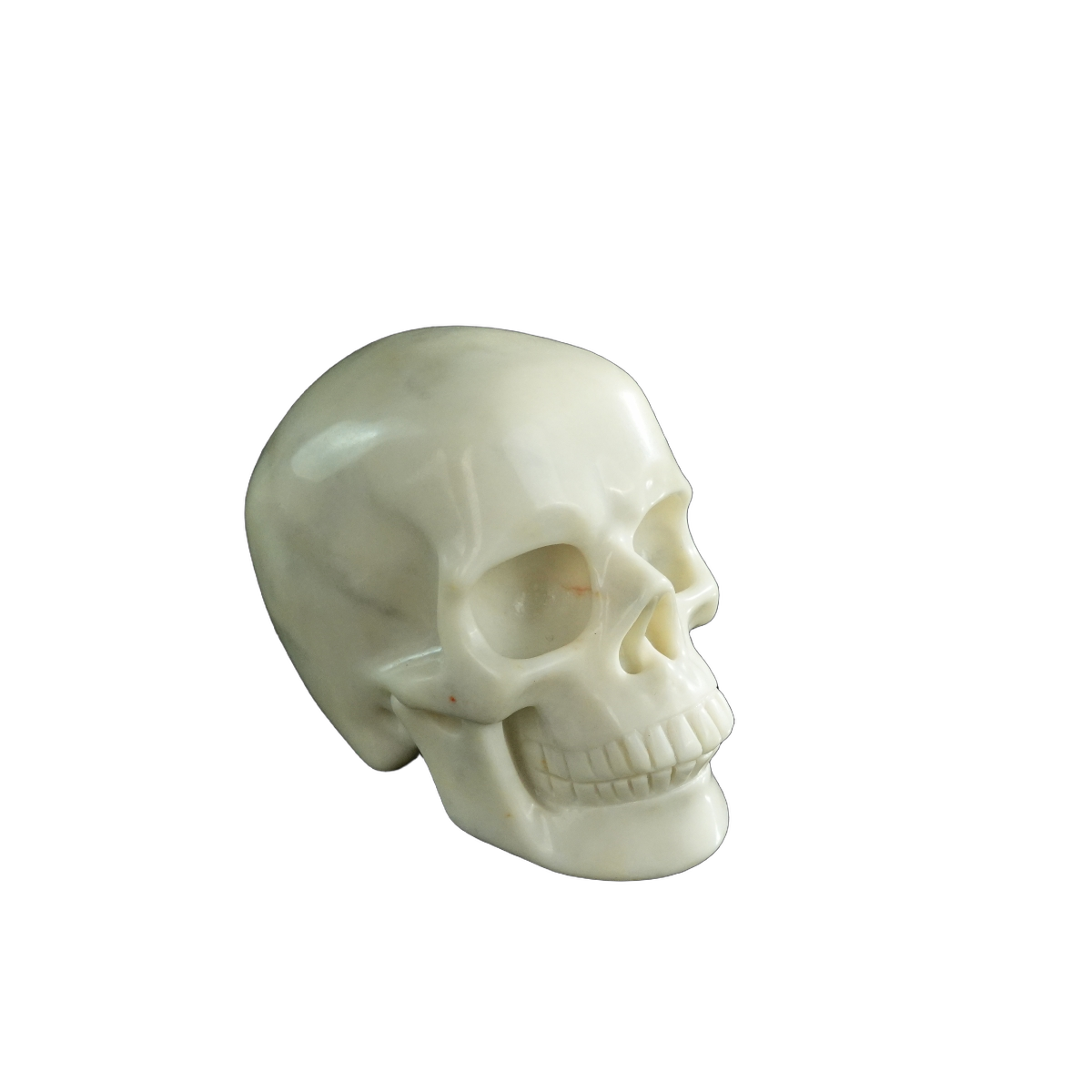 3.0" Ivory Jade Crystal Skull Carving - Hand Carved Decor
