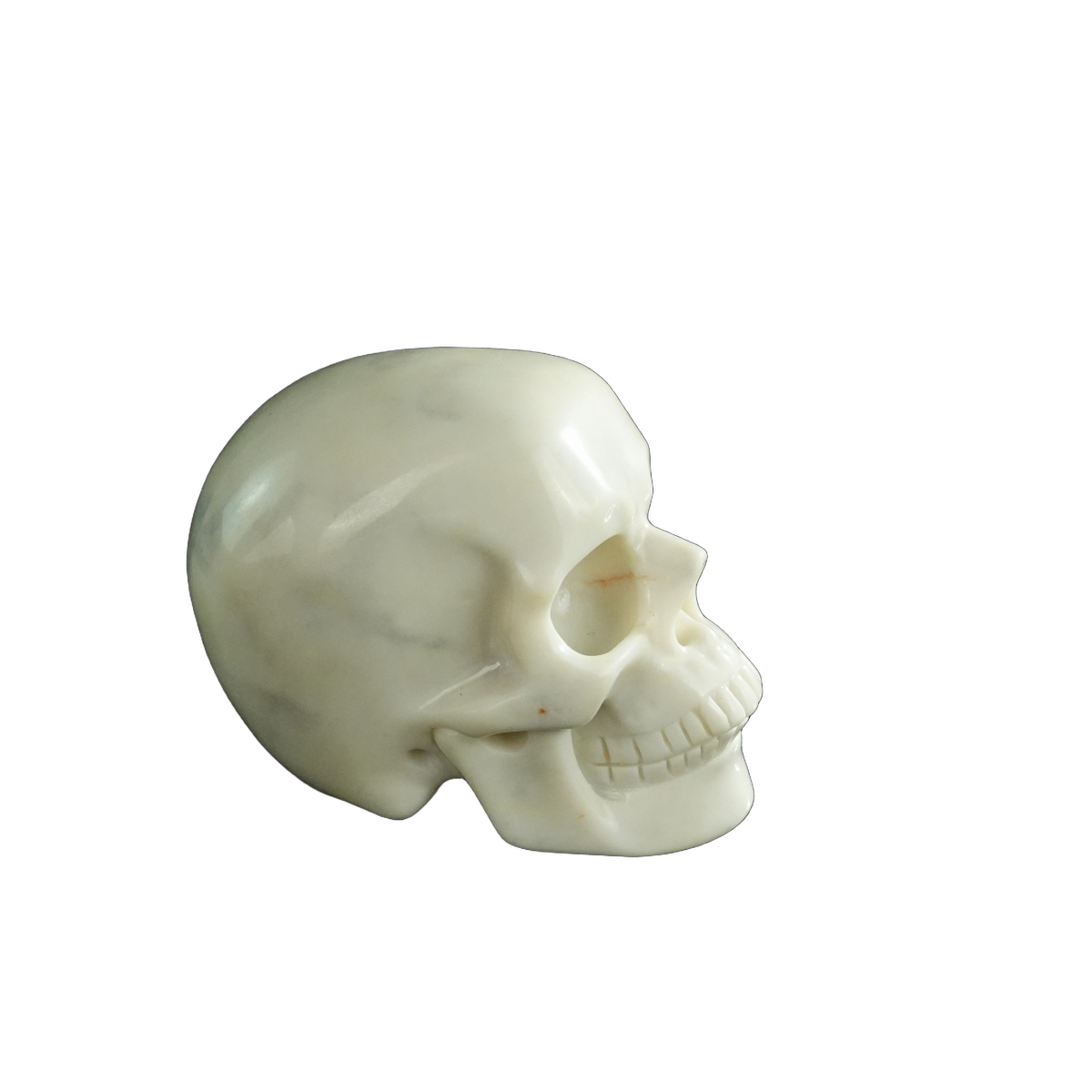 3.0" Ivory Jade Crystal Skull Carving - Hand Carved Decor
