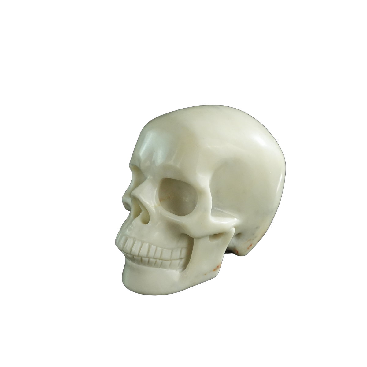 3.0" Ivory Jade Crystal Skull Carving - Hand Carved Decor