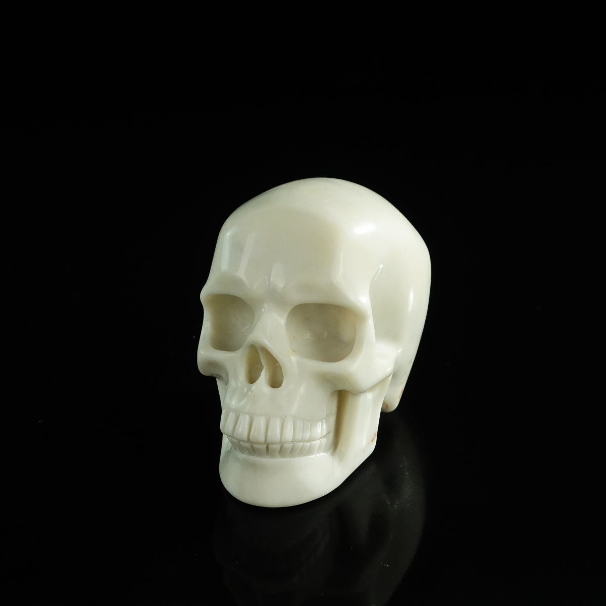 3.0" Ivory Jade Crystal Skull Carving - Unique Piece #IJ03