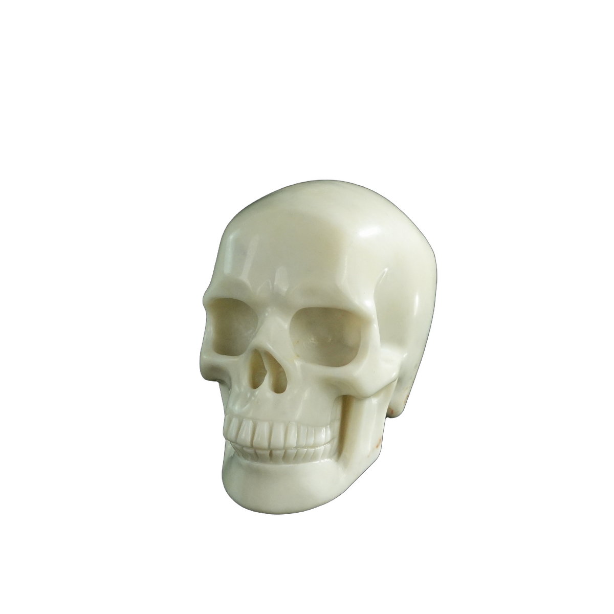 3.0" Ivory Jade Crystal Skull Carving - Hand Carved Decor