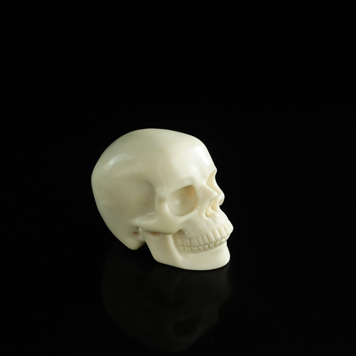 3.0" Ivory Jade Crystal Skull Carving - Unique Piece #IJ04