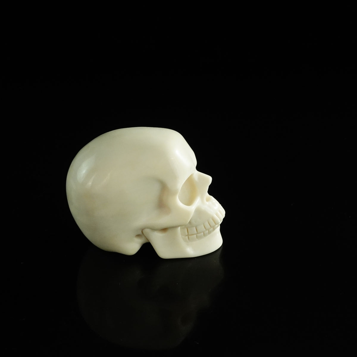 3.0" Ivory Jade Crystal Skull Carving - Unique Piece #IJ04