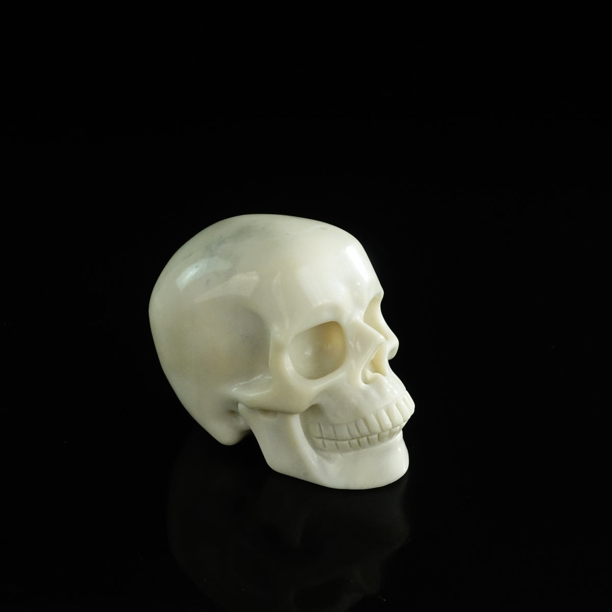 3.0" Ivory Jade Crystal Skull Carving - Unique Piece #IJ05