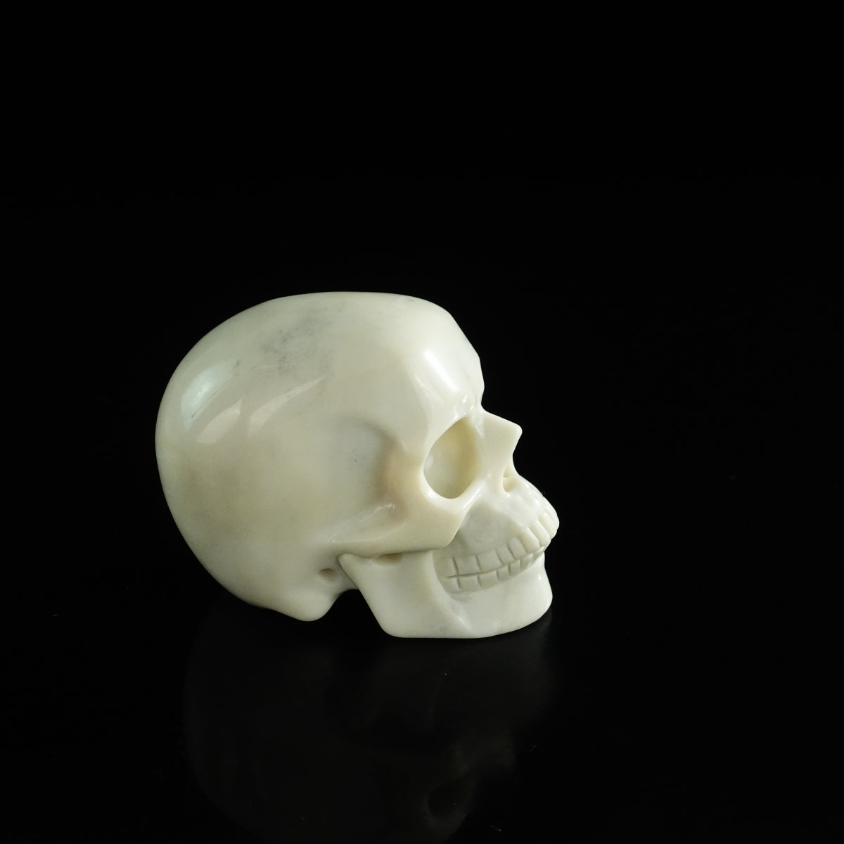 3.0" Ivory Jade Crystal Skull Carving - Unique Piece #IJ05
