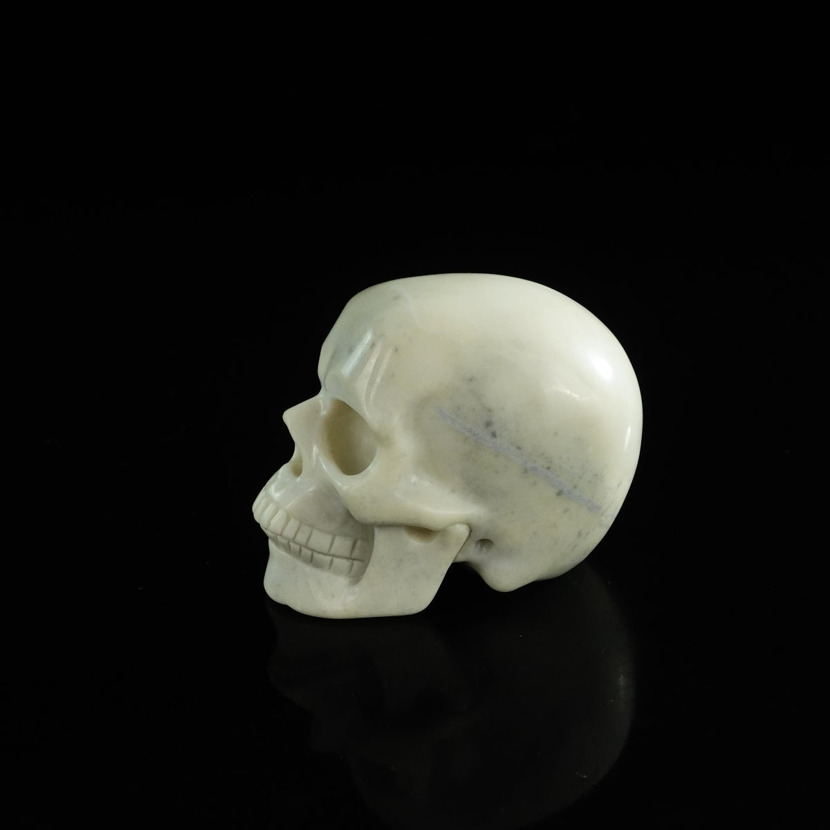 3.0" Ivory Jade Crystal Skull Carving - Unique Piece #IJ05