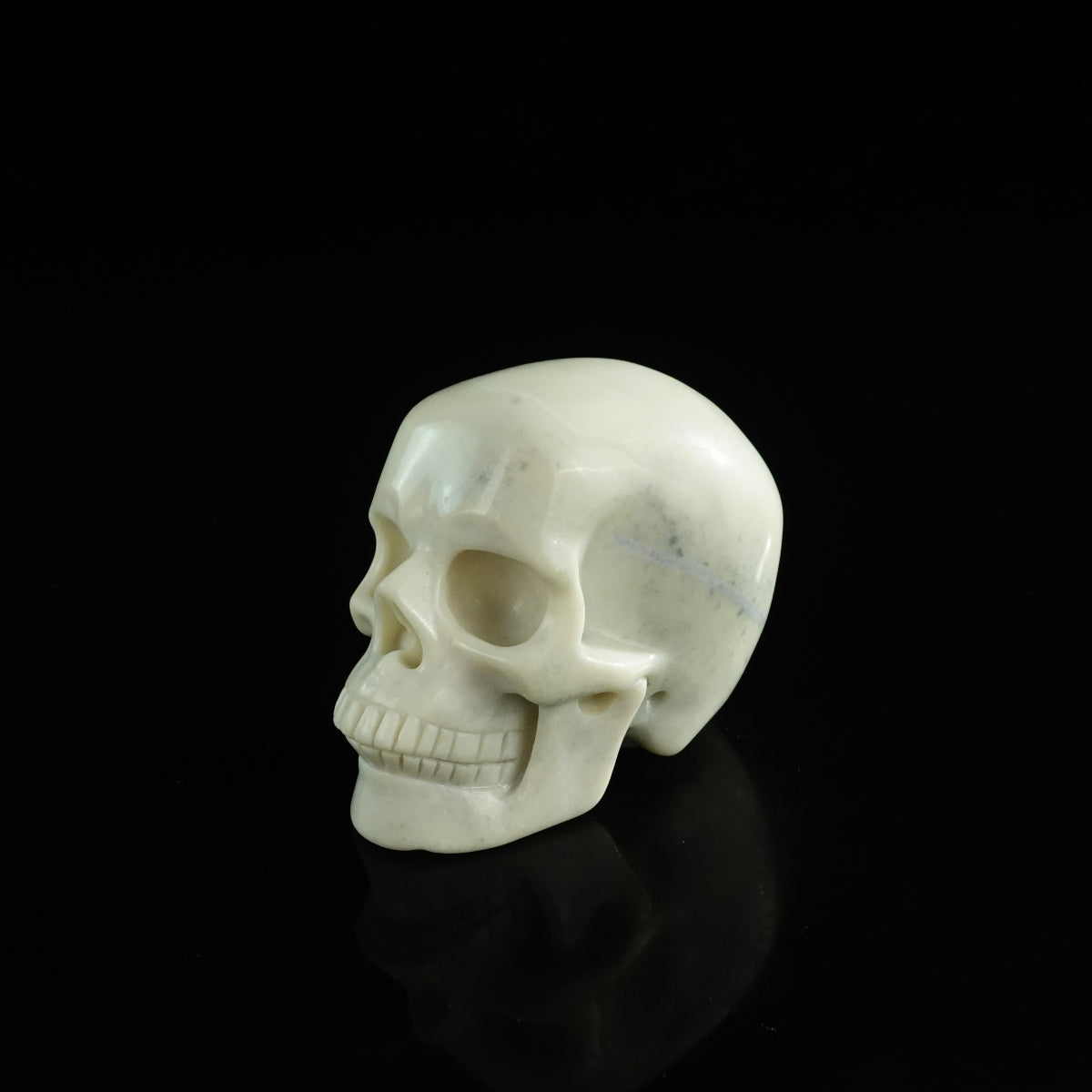 3.0" Ivory Jade Crystal Skull Carving - Unique Piece #IJ05