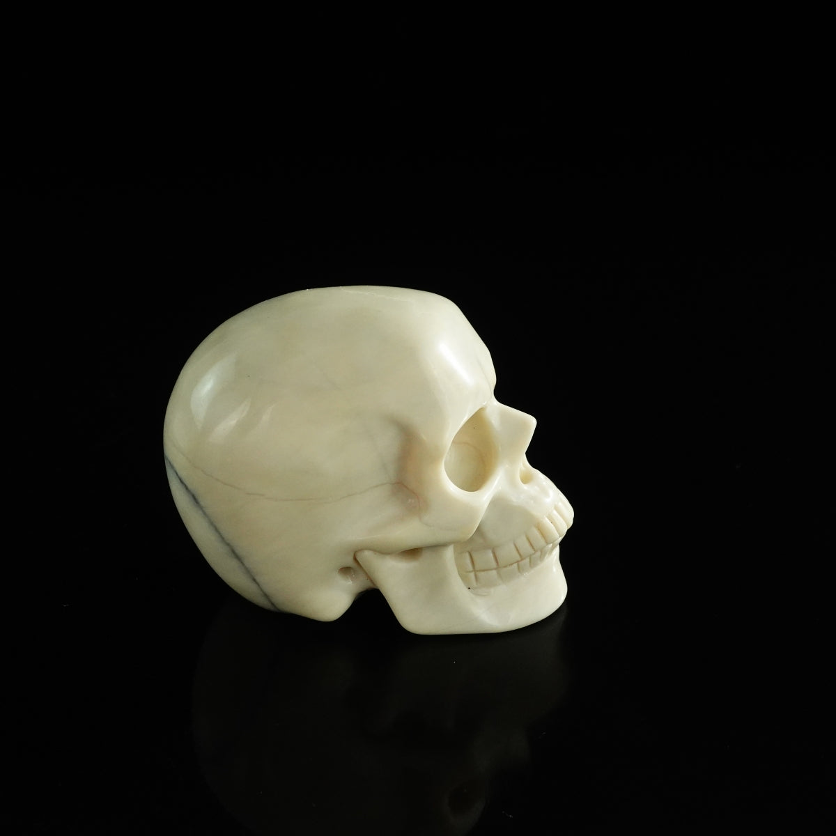 3.0" Ivory Jade Crystal Skull Carving - Unique Piece #IJ06