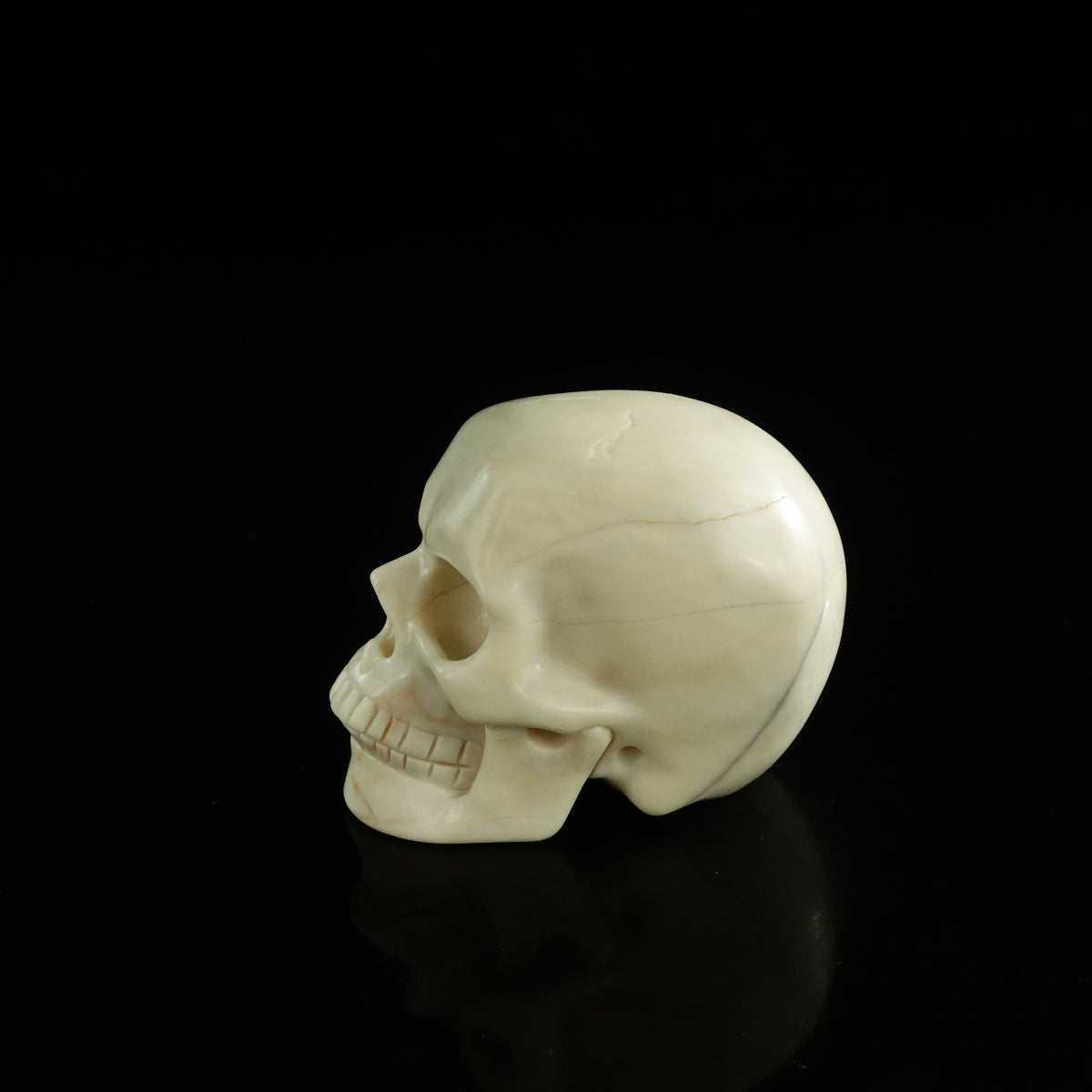 3.0" Ivory Jade Crystal Skull Carving - Unique Piece #IJ06