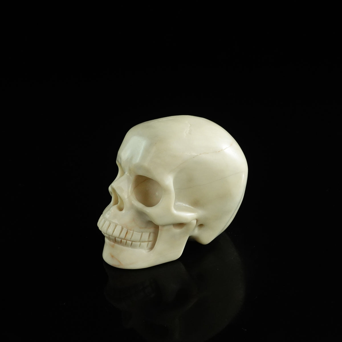 3.0" Ivory Jade Crystal Skull Carving - Unique Piece #IJ06
