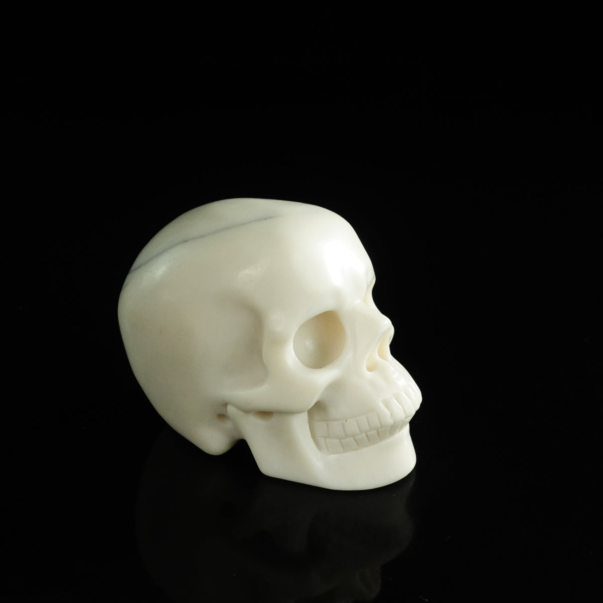 3.0" Ivory Jade Crystal Skull Carving - Unique Piece #IJ07