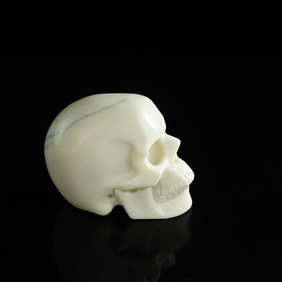 3.0" Ivory Jade Crystal Skull Carving - Unique Piece #IJ07