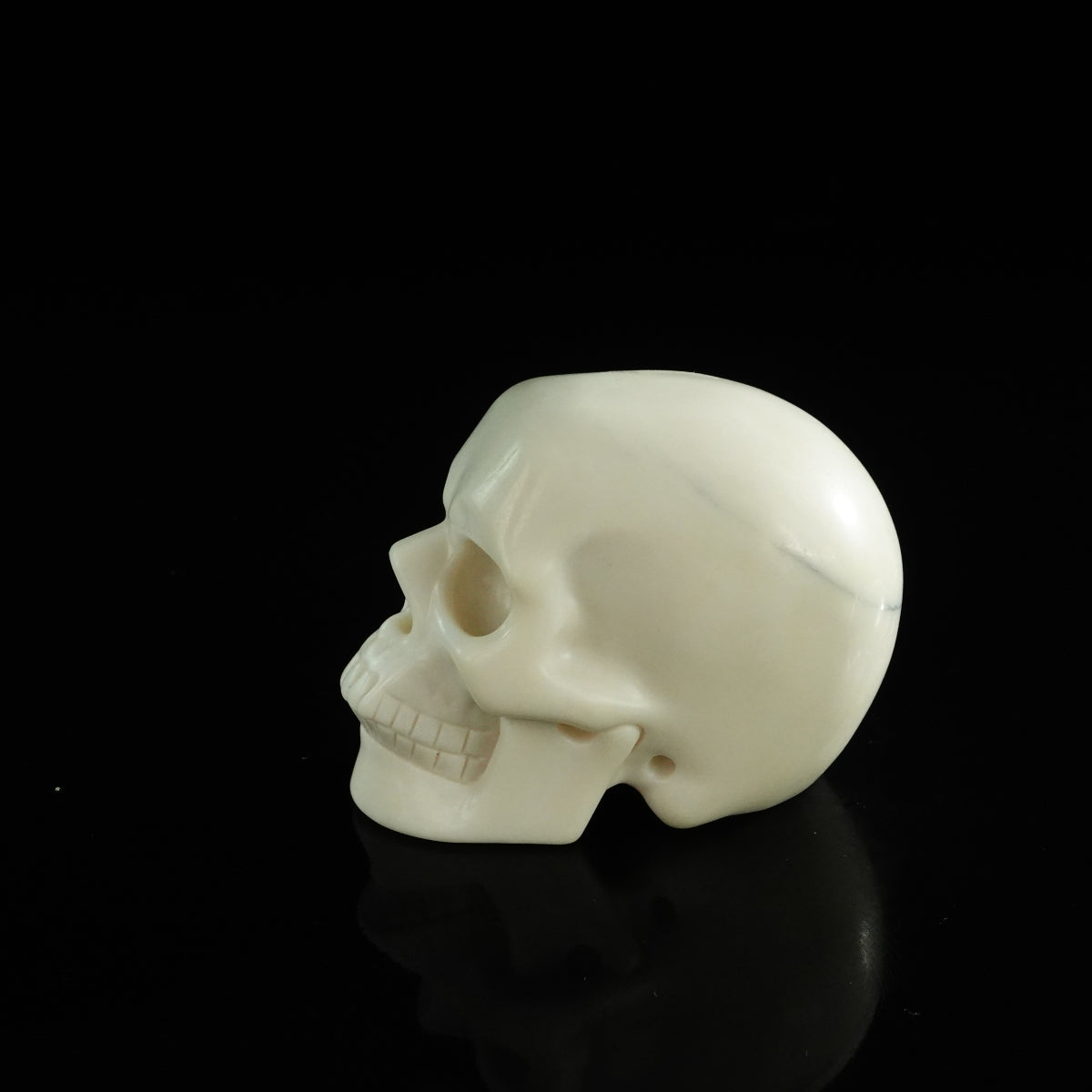 3.0" Ivory Jade Crystal Skull Carving - Unique Piece #IJ07
