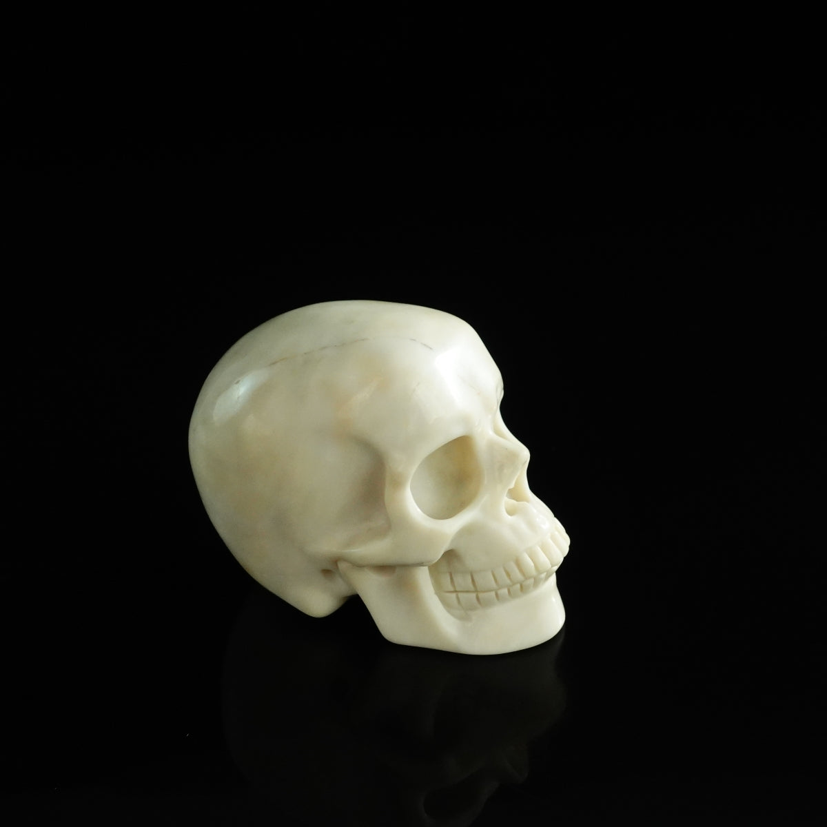 3.0" Ivory Jade Crystal Skull Carving - Unique Piece #IJ09