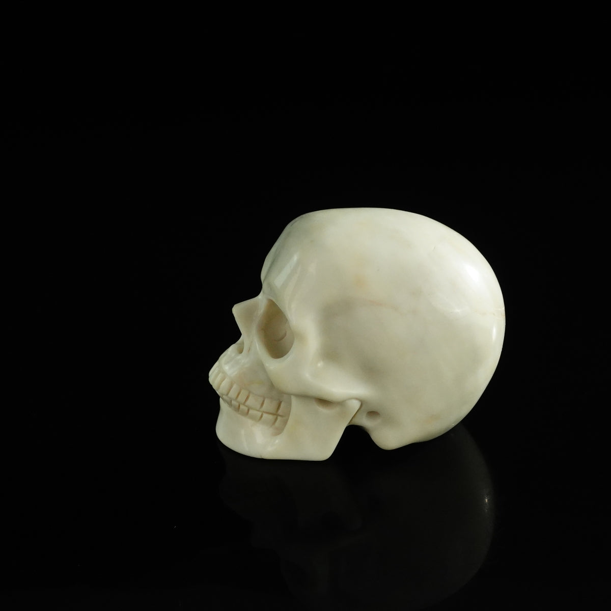 3.0" Ivory Jade Crystal Skull Carving - Unique Piece #IJ09