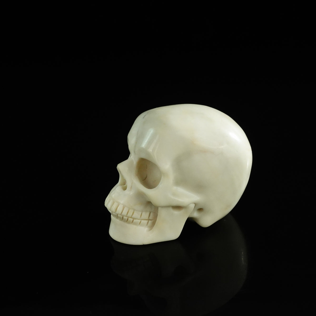 3.0" Ivory Jade Crystal Skull Carving - Unique Piece #IJ09