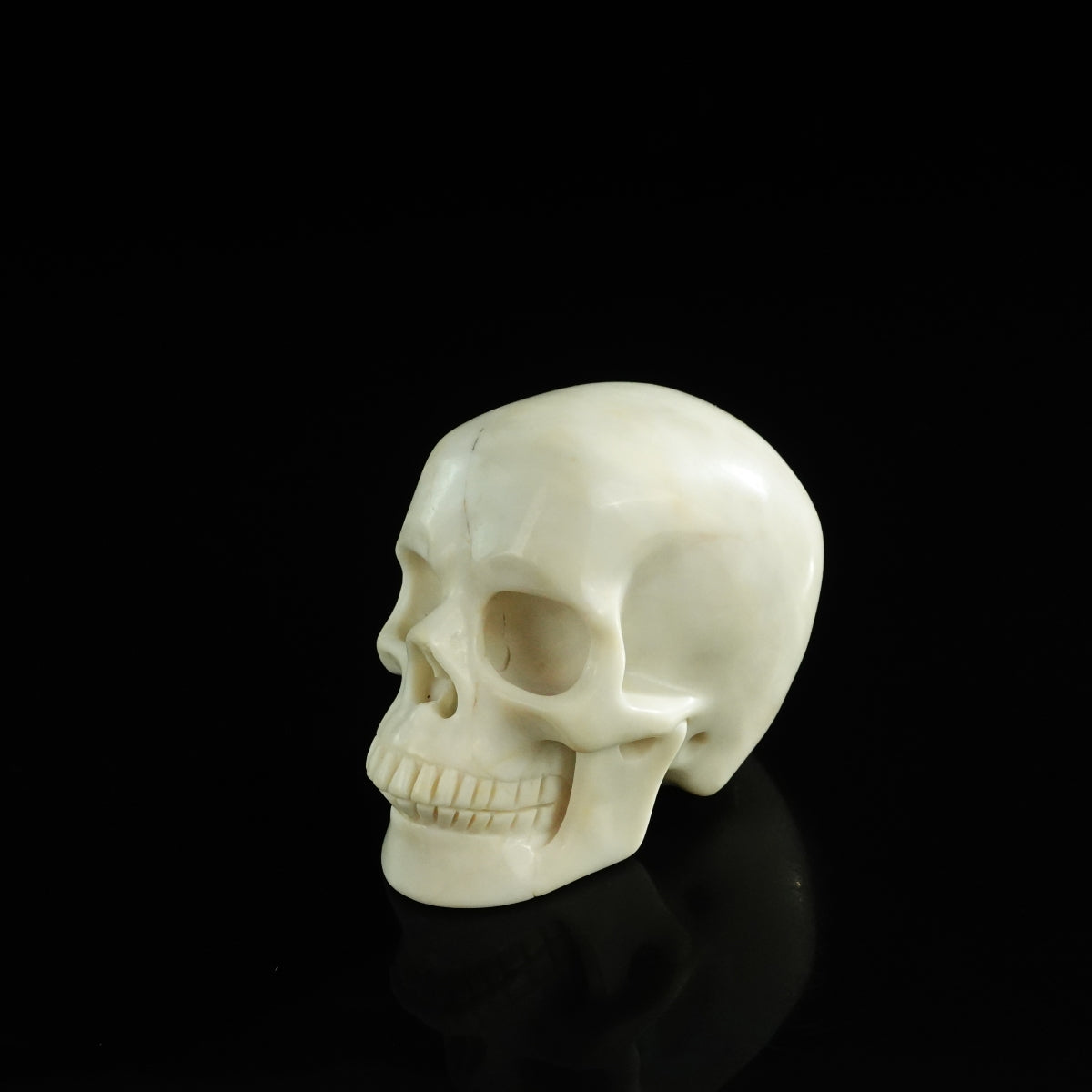 3.0" Ivory Jade Crystal Skull Carving - Unique Piece #IJ09