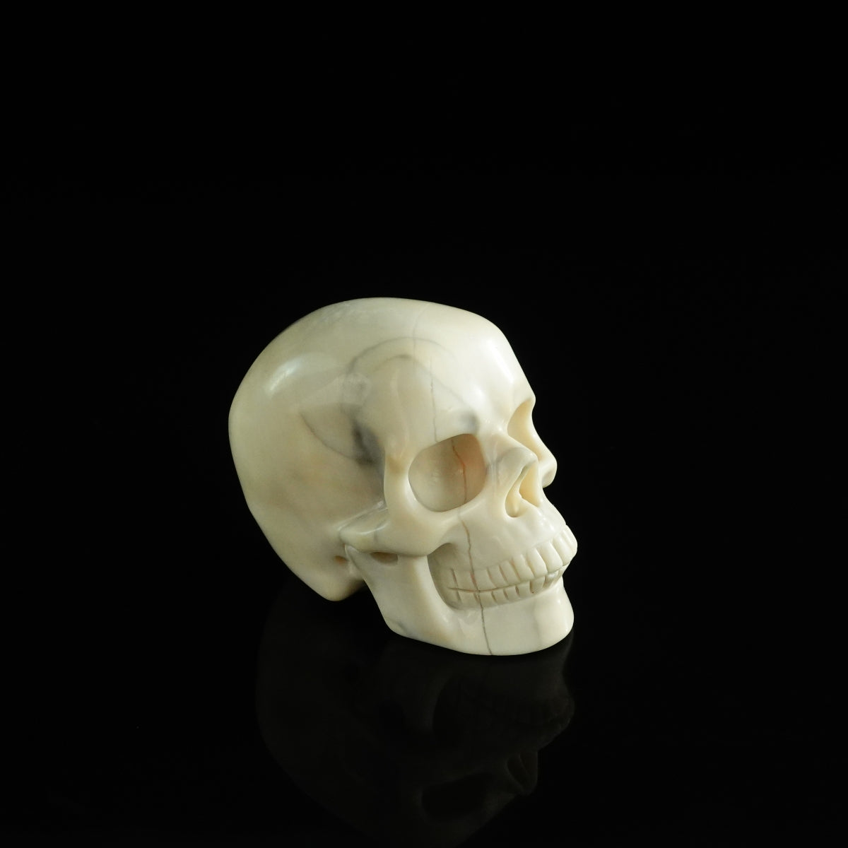 3.0" Ivory Jade Crystal Skull Carving - Unique Piece #IJ10