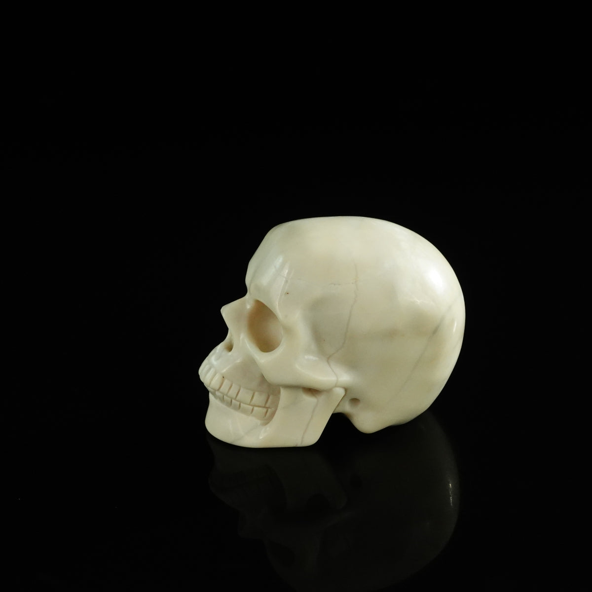 3.0" Ivory Jade Crystal Skull Carving - Unique Piece #IJ10