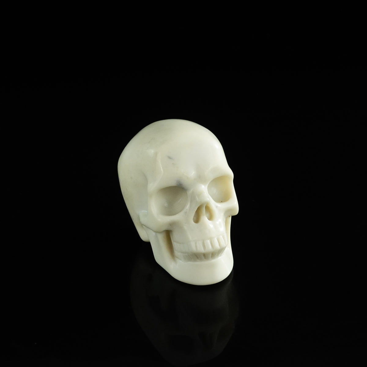 3.0" Ivory Jade Crystal Skull Carving - Unique Piece #IJ11