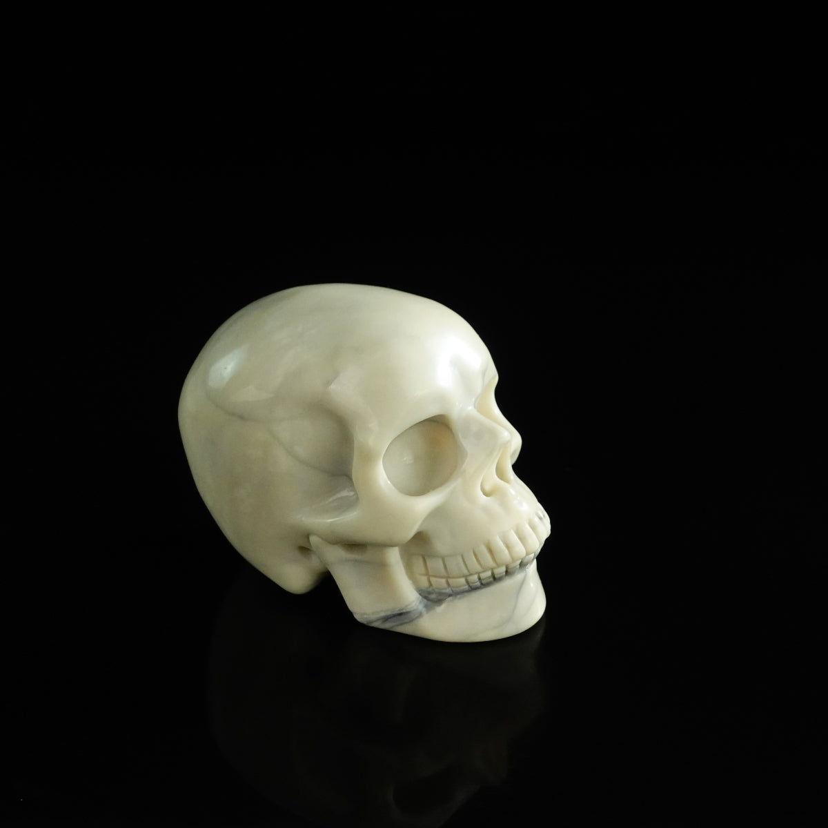 3.0" Ivory Jade Crystal Skull Carving - Unique Piece #IJ12