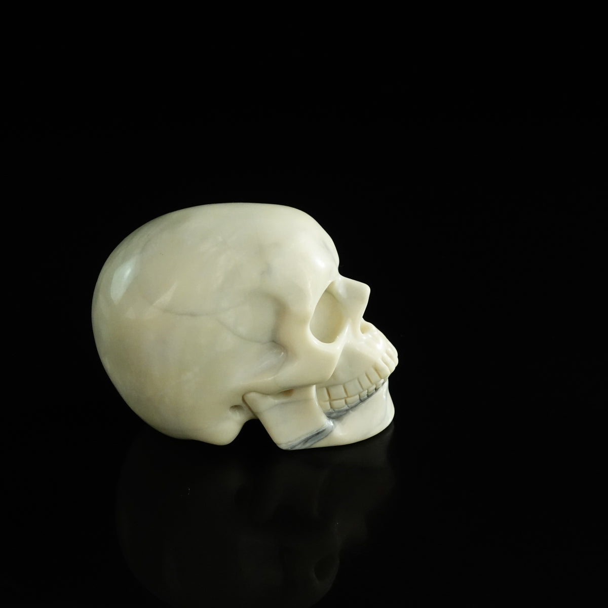 3.0" Ivory Jade Crystal Skull Carving - Unique Piece #IJ12