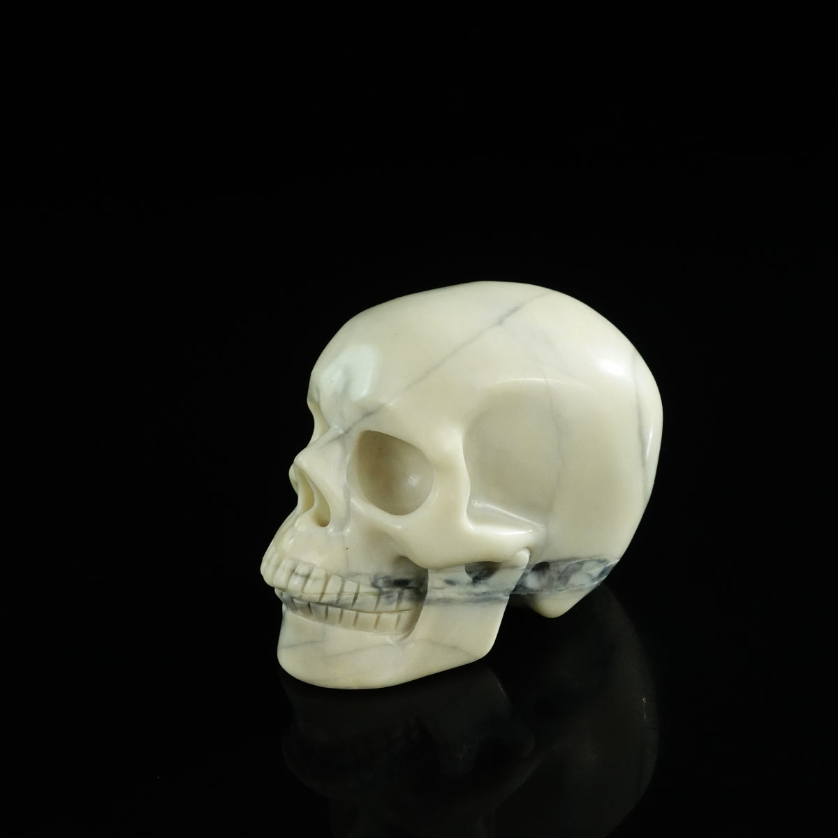 3.0" Ivory Jade Crystal Skull Carving - Unique Piece #IJ12
