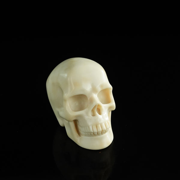 3.0" Ivory Jade Crystal Skull Carving - Unique Piece #IJ13 - alternate view