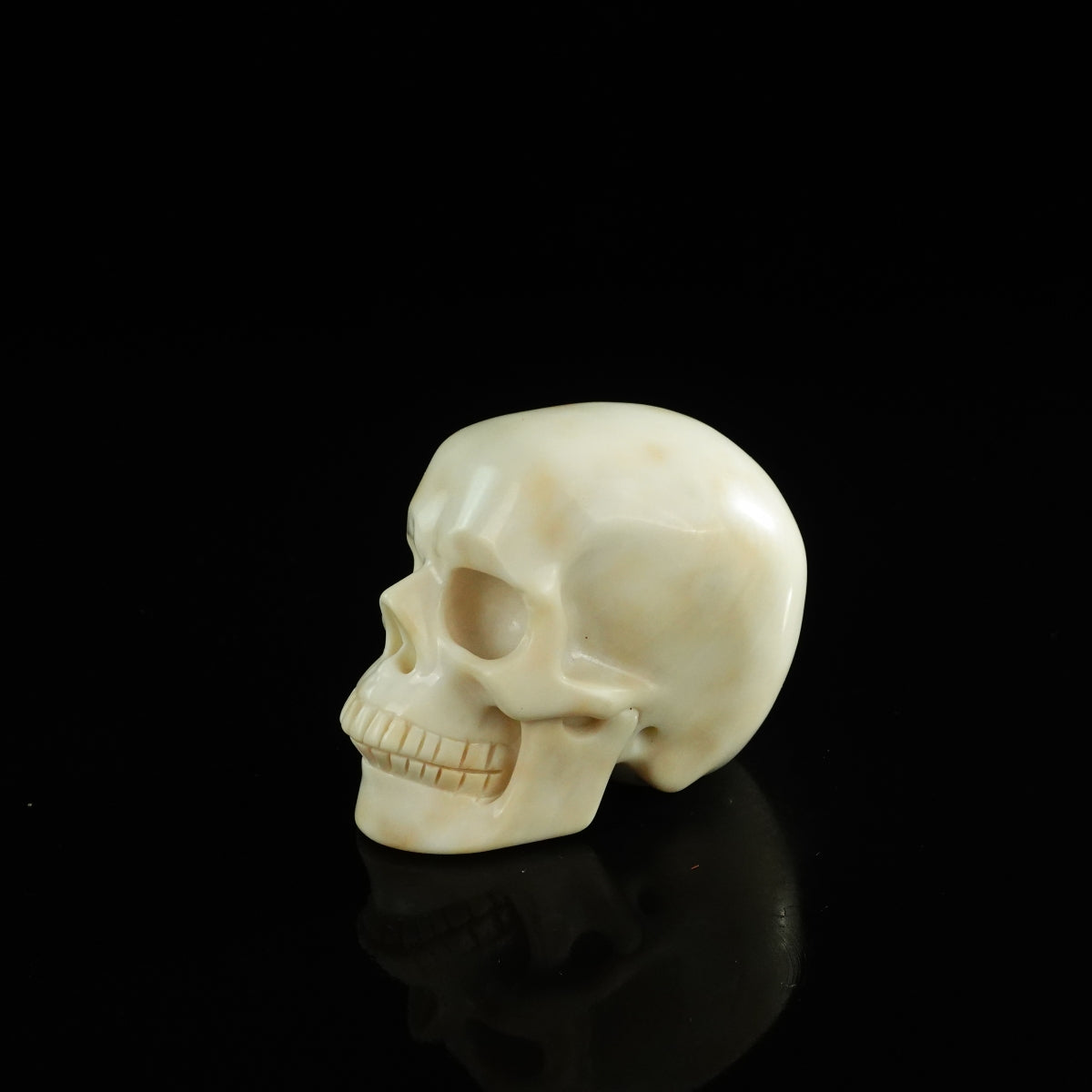3.0" Ivory Jade Crystal Skull Carving - Unique Piece #IJ13