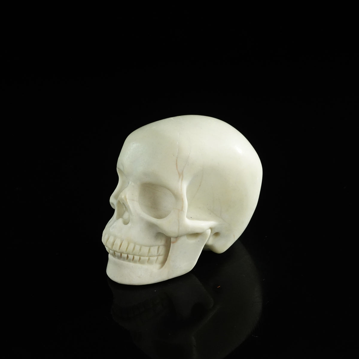 3.0" Ivory Jade Crystal Skull Carving - Unique Piece #IJ14