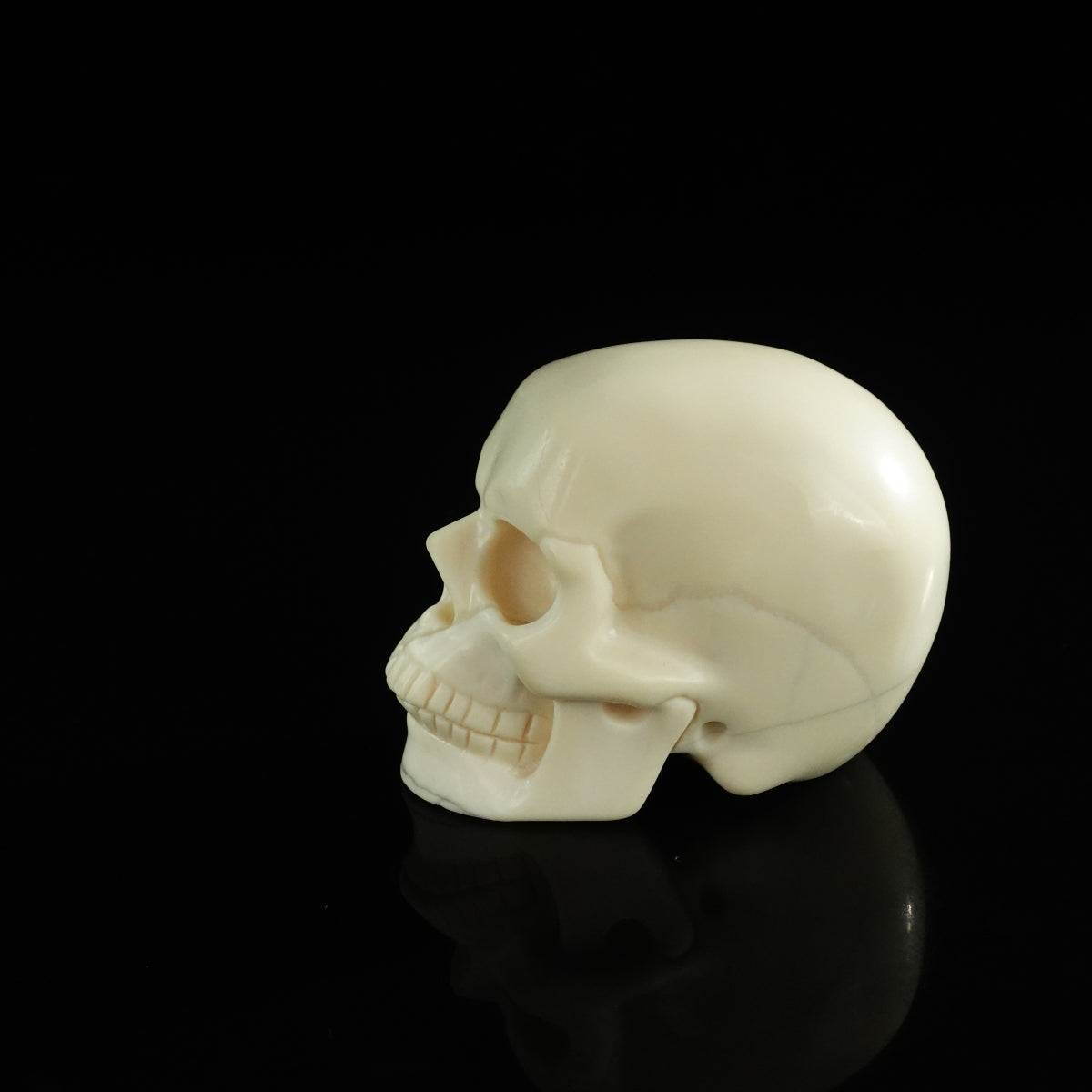 3.0" Ivory Jade Crystal Skull Carving - Unique Piece #IJ15