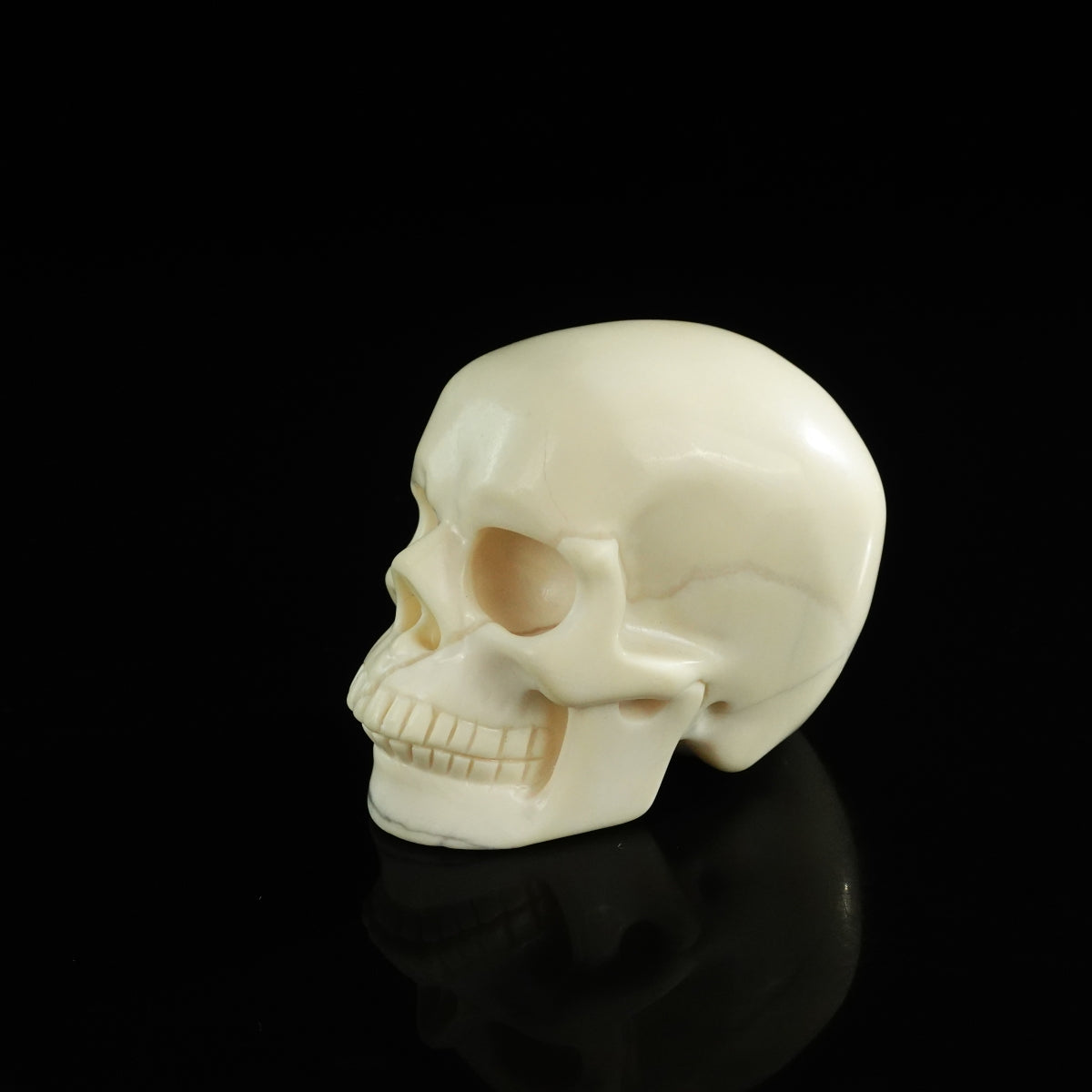 3.0" Ivory Jade Crystal Skull Carving - Unique Piece #IJ15