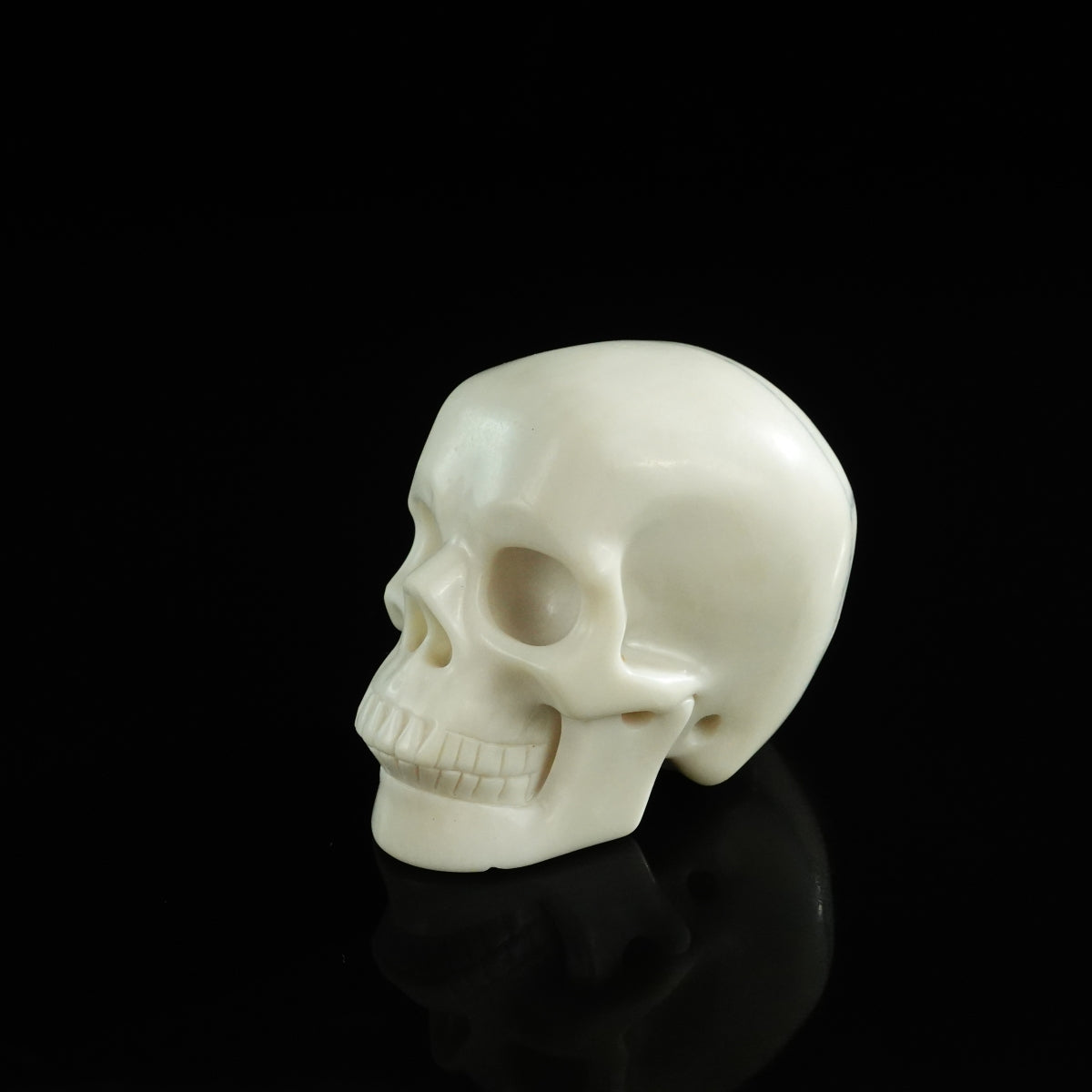 3.0" Ivory Jade Crystal Skull Carving - Unique Piece #IJ16