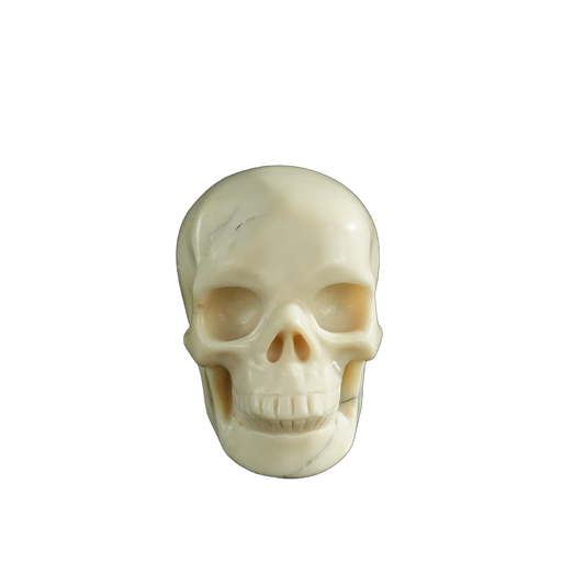 3.0" Ivory Jade Crystal Skull Carving - Hand Carved Decor