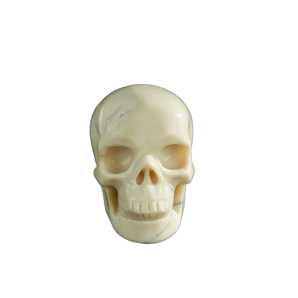 3.0" Ivory Jade Crystal Skull Carving - Hand Carved Decor
