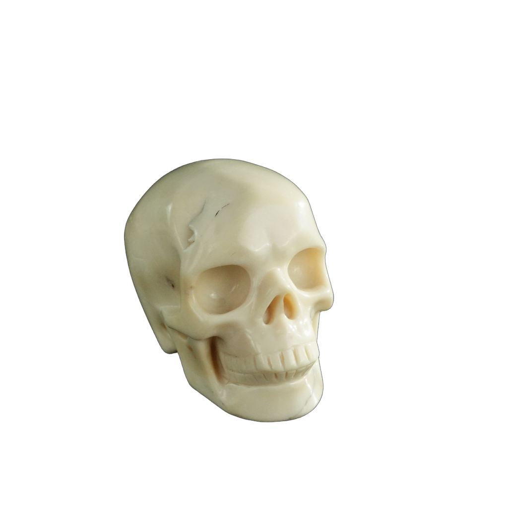 3.0" Ivory Jade Crystal Skull Carving - Hand Carved Decor