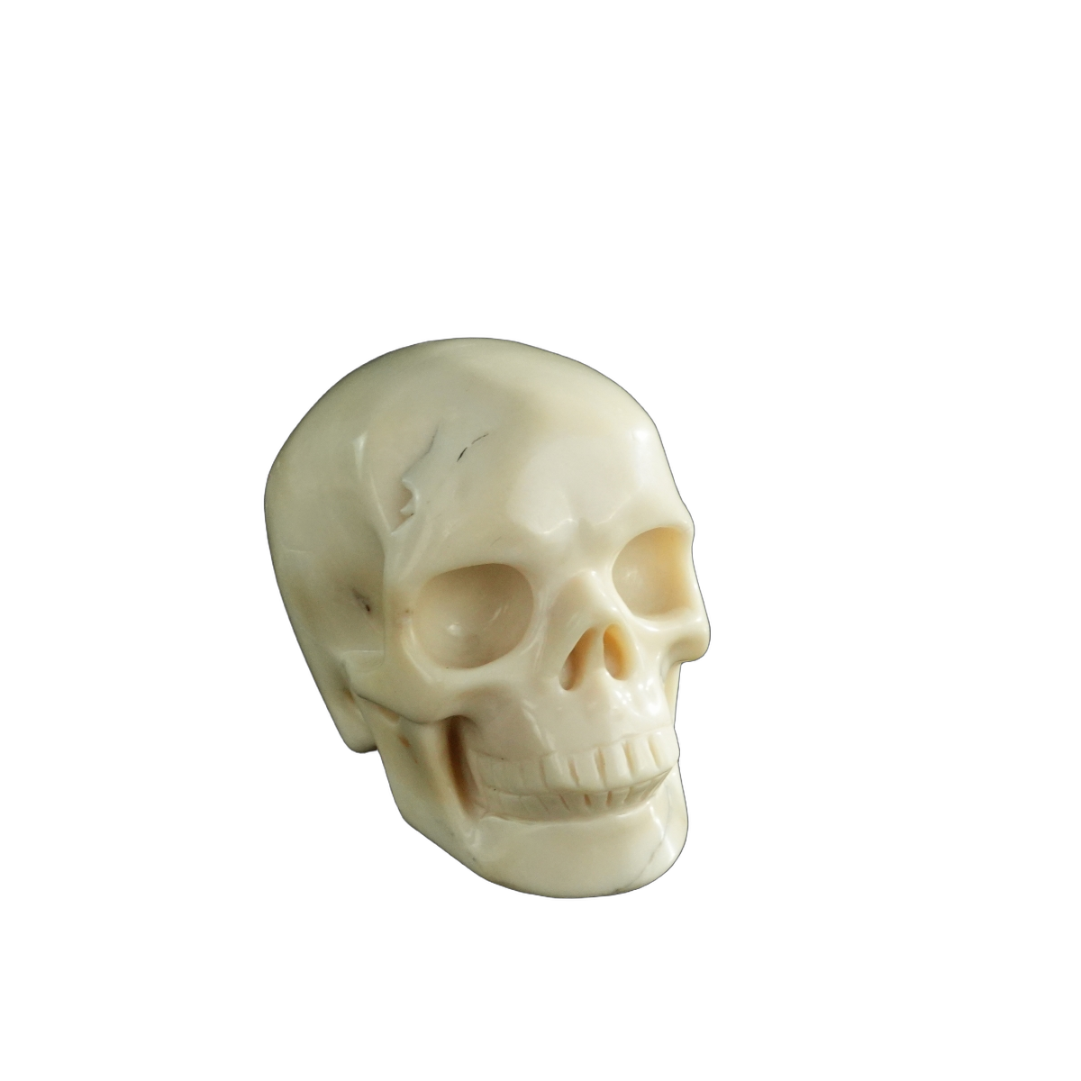 3.0" Ivory Jade Crystal Skull Carving - Hand Carved Decor